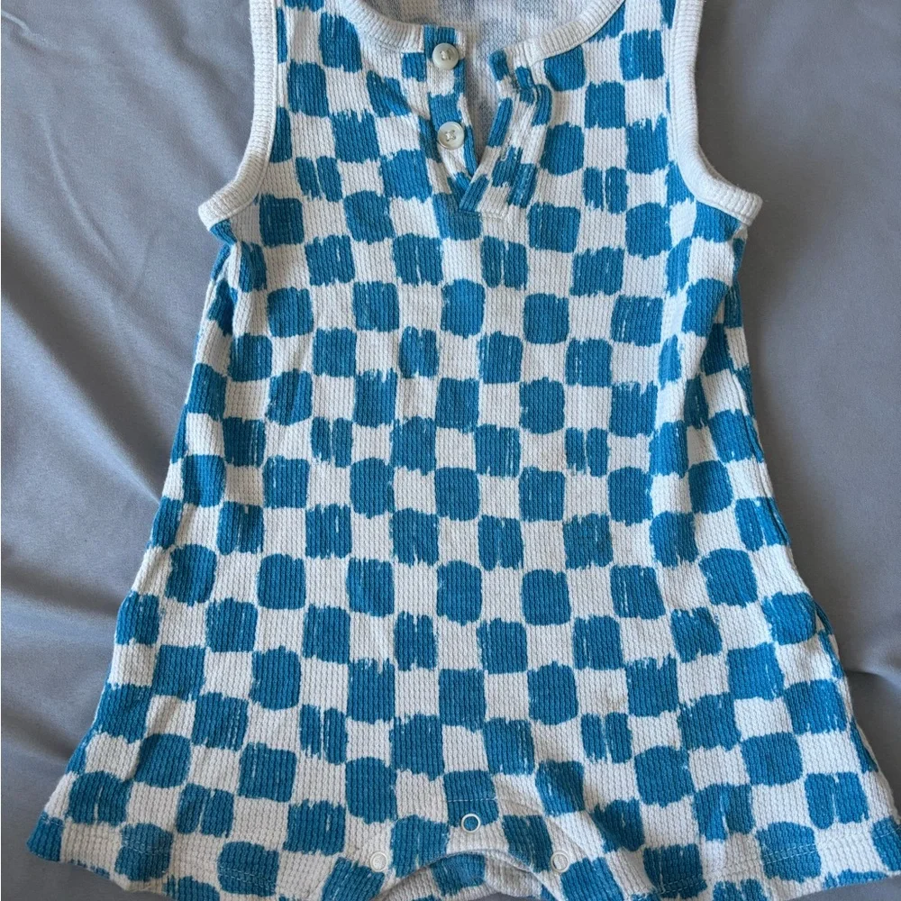 Old Navy Blue and White Checkered Kids Sleeveless Top - Picture 1 of 5